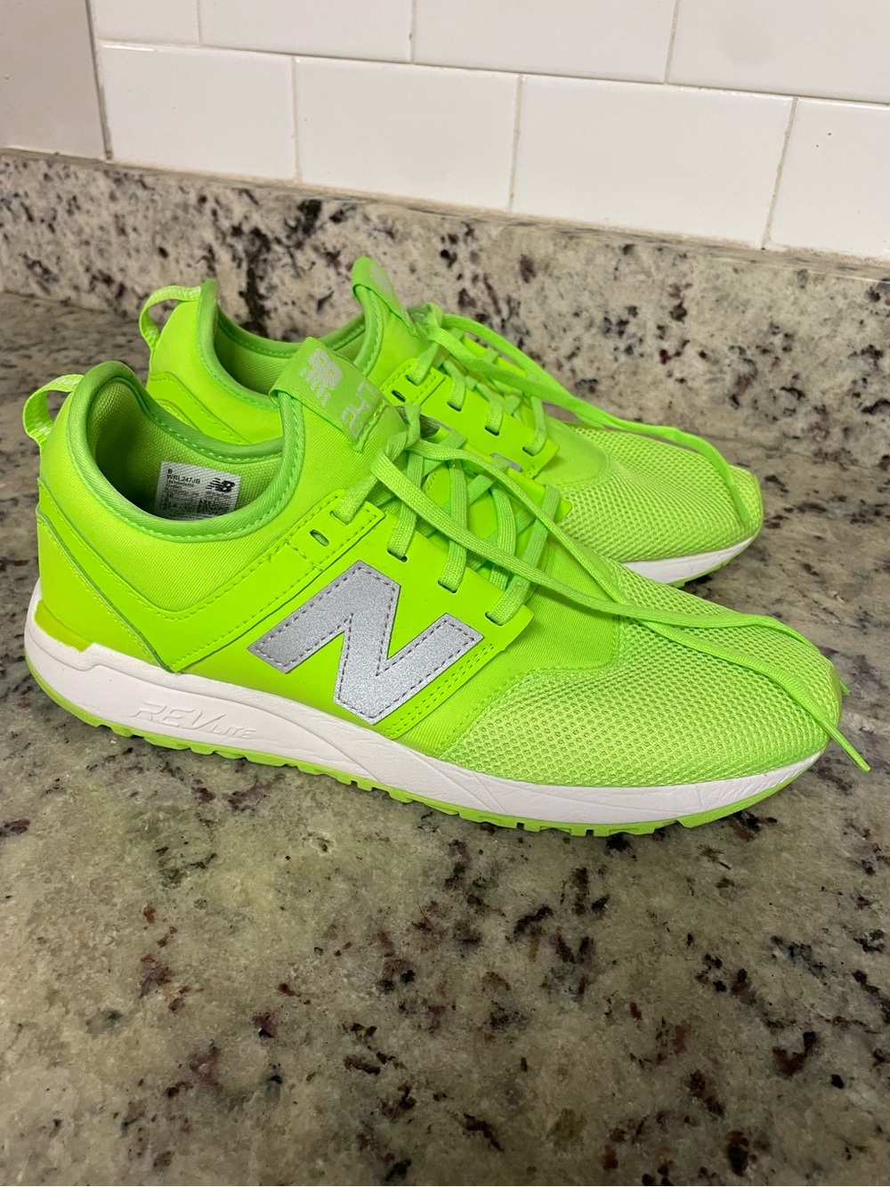 New Balance woman’s Neon Lime Green reflective Athletic Sneakers shoes 247 10